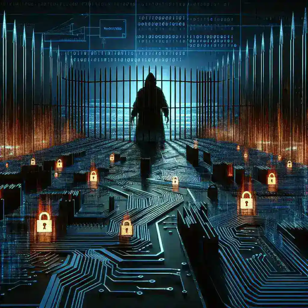"Visual representation of password theft threats: illustration showcasing dark web activity, digital padlocks, and cyber security icons, highlighting the rising concerns of online safety and data breaches."